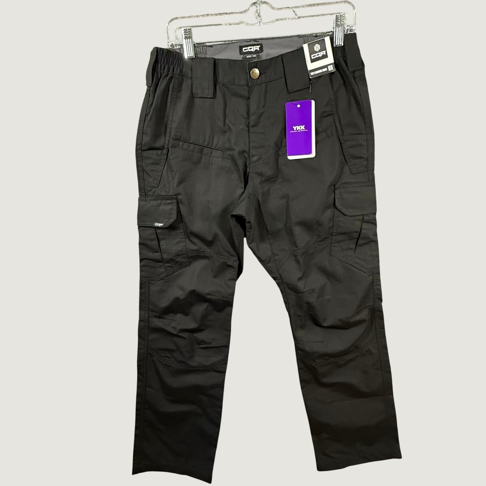 CQR Tactical Cargo Pants Mens 30x30 Black Ripstop Utility Work Hiking NWT